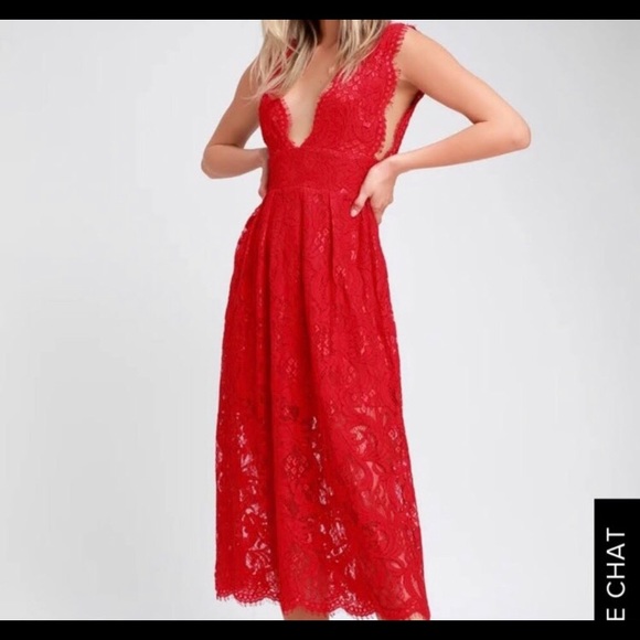 Lulu’s Red Lace Dress - Picture 3 of 6